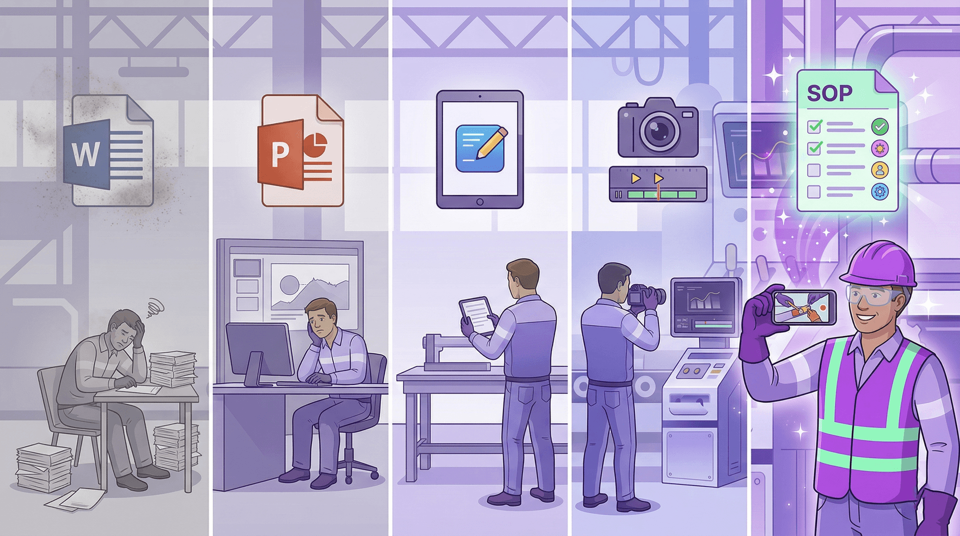 Arbeitsanweisung erstellen: Vergleich von Word, Redaktionssystemen und KI-gestützter Video-to-SOP-Methode